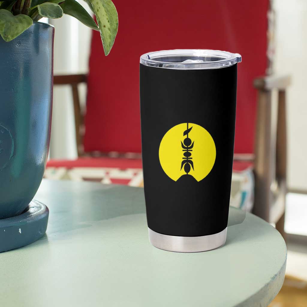New Caledonia Kanaky Tumbler Cup Stylized Fleche Faitiere With Kagu Bird