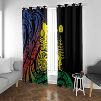 New Caledonia Kanaky Window Curtain Stylized Fleche Faitiere With Kagu Bird