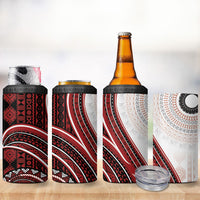 Bula Fiji Vintage Tapa 4 in 1 Can Cooler Tumbler Kaivity Masi Wave Motifs - Red
