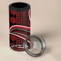 Bula Fiji Vintage Tapa 4 in 1 Can Cooler Tumbler Kaivity Masi Wave Motifs - Red
