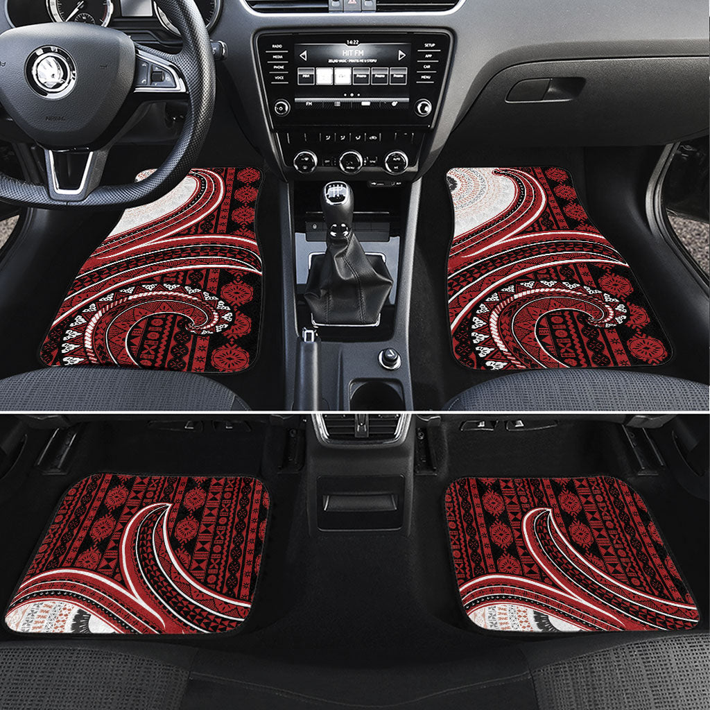 Bula Fiji Vintage Tapa Car Mats Kaivity Masi Wave Motifs - Red