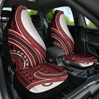 Bula Fiji Vintage Tapa Car Seat Cover Kaivity Masi Wave Motifs - Red LT7 One Size Red - Polynesian Pride