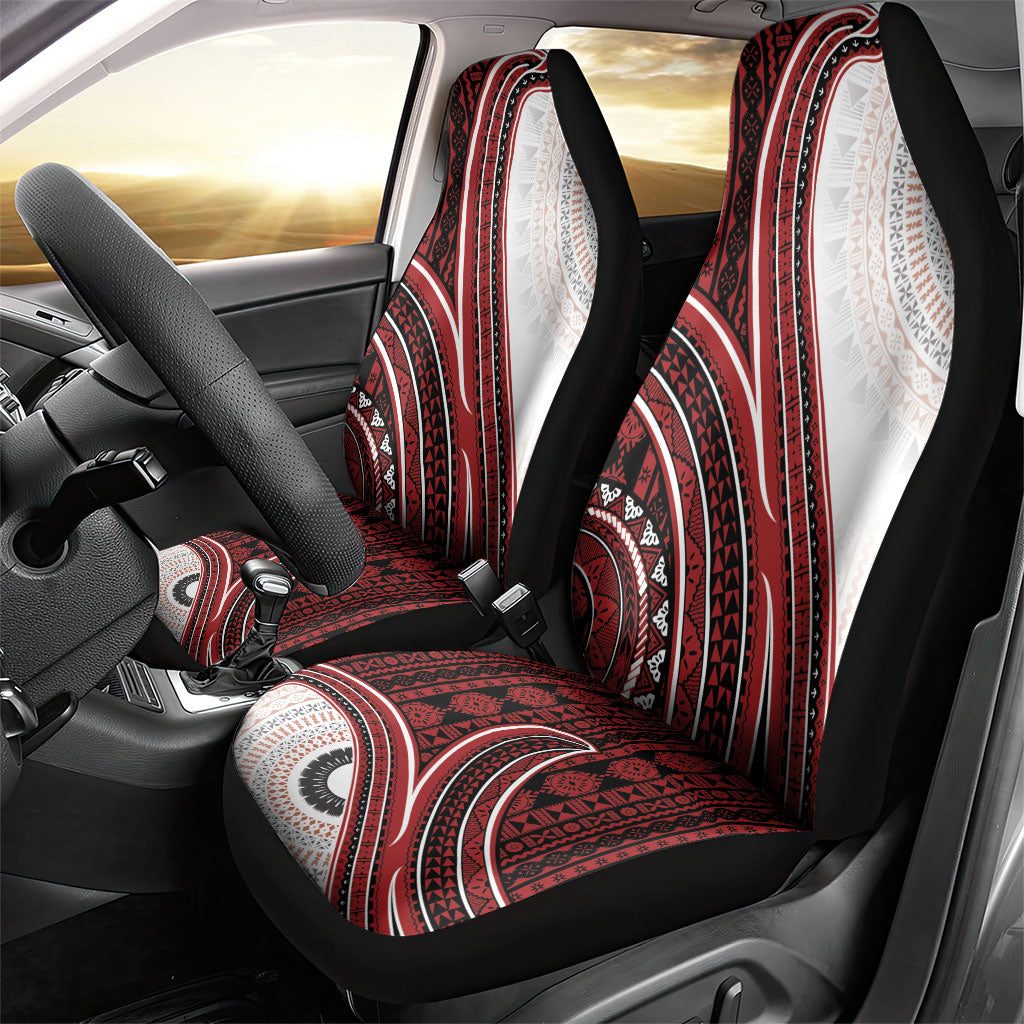 Bula Fiji Vintage Tapa Car Seat Cover Kaivity Masi Wave Motifs - Red LT7 - Polynesian Pride