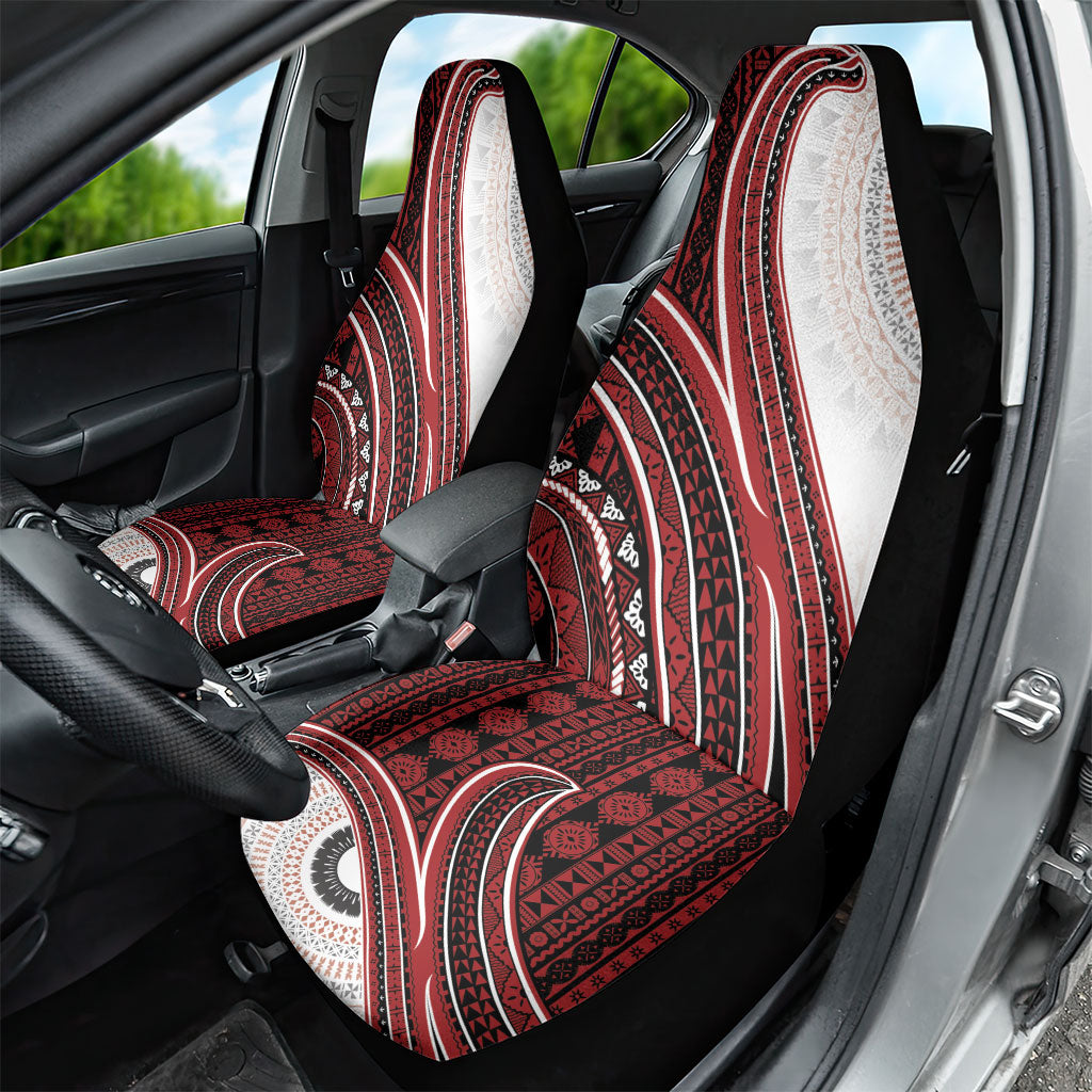 Bula Fiji Vintage Tapa Car Seat Cover Kaivity Masi Wave Motifs - Red LT7 - Polynesian Pride