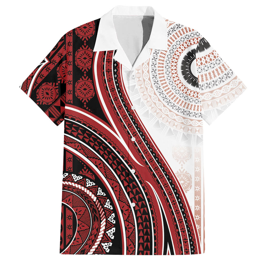 Bula Fiji Vintage Tapa Hawaiian Shirt Kaivity Masi Wave Motifs - Red