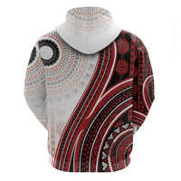 Bula Fiji Vintage Tapa Hoodie Kaivity Masi Wave Motifs - Red LT7 - Polynesian Pride