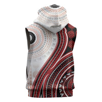 Bula Fiji Vintage Tapa Sleeveless Zip Hoodie Kaivity Masi Wave Motifs - Red