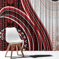 Bula Fiji Vintage Tapa Window Curtain Kaivity Masi Wave Motifs - Red LT7 - Polynesian Pride