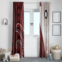 Bula Fiji Vintage Tapa Window Curtain Kaivity Masi Wave Motifs - Red LT7 - Polynesian Pride