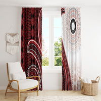 Bula Fiji Vintage Tapa Window Curtain Kaivity Masi Wave Motifs - Red LT7 - Polynesian Pride