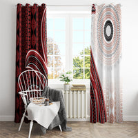 Bula Fiji Vintage Tapa Window Curtain Kaivity Masi Wave Motifs - Red LT7 - Polynesian Pride