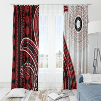 Bula Fiji Vintage Tapa Window Curtain Kaivity Masi Wave Motifs - Red LT7 - Polynesian Pride