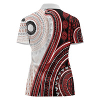 Bula Fiji Vintage Tapa Women Polo Shirt Kaivity Masi Wave Motifs - Red
