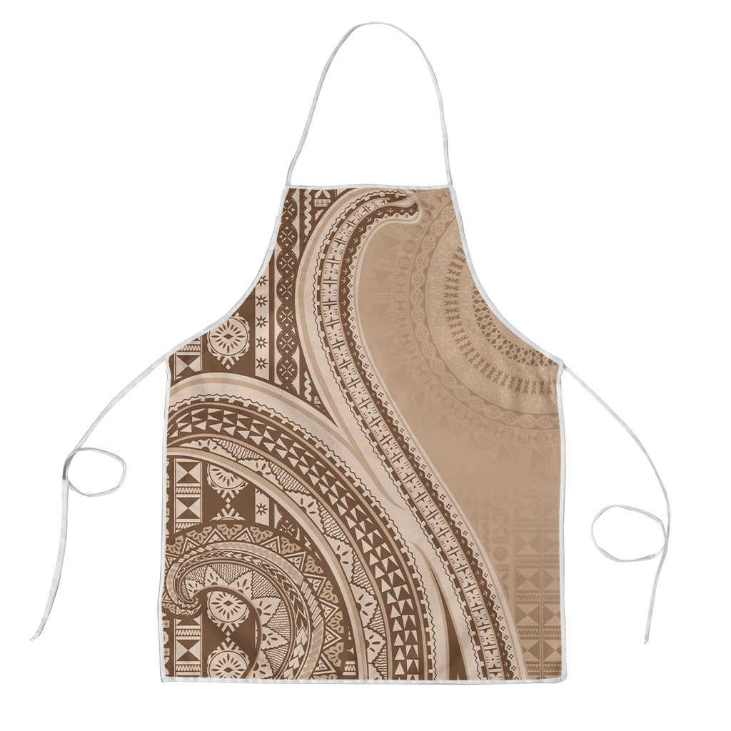 Bula Fiji Vintage Tapa Apron Kaivity Masi Wave Motifs - Mocha