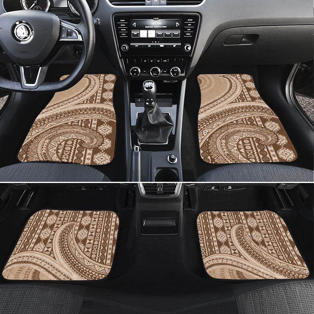 Bula Fiji Vintage Tapa Car Mats Kaivity Masi Wave Motifs - Mocha