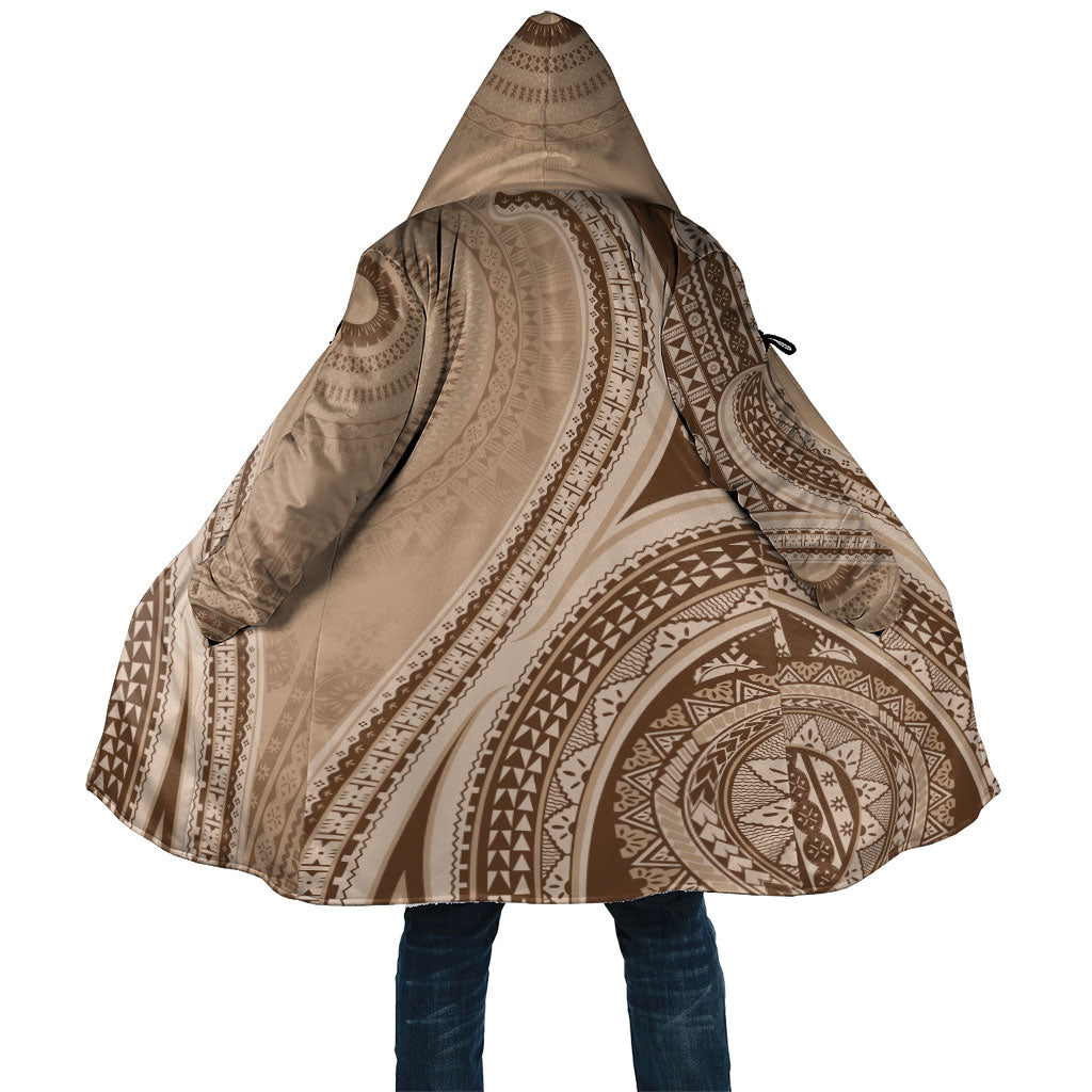 Bula Fiji Vintage Tapa Cloak Kaivity Masi Wave Motifs - Mocha LT7 Unisex Beige - Polynesian Pride