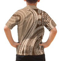 Bula Fiji Vintage Tapa Family Matching Mermaid Dress and Hawaiian Shirt Kaivity Masi Wave Motifs - Mocha