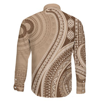 Bula Fiji Vintage Tapa Family Matching Mermaid Dress and Hawaiian Shirt Kaivity Masi Wave Motifs - Mocha