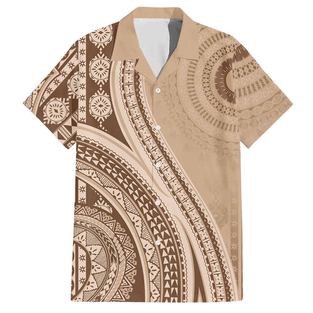 Bula Fiji Vintage Tapa Hawaiian Shirt Kaivity Masi Wave Motifs - Mocha