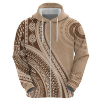 Bula Fiji Vintage Tapa Hoodie Kaivity Masi Wave Motifs - Mocha LT7 - Polynesian Pride