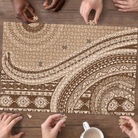 Bula Fiji Vintage Tapa Puzzle Kaivity Masi Wave Motifs - Mocha