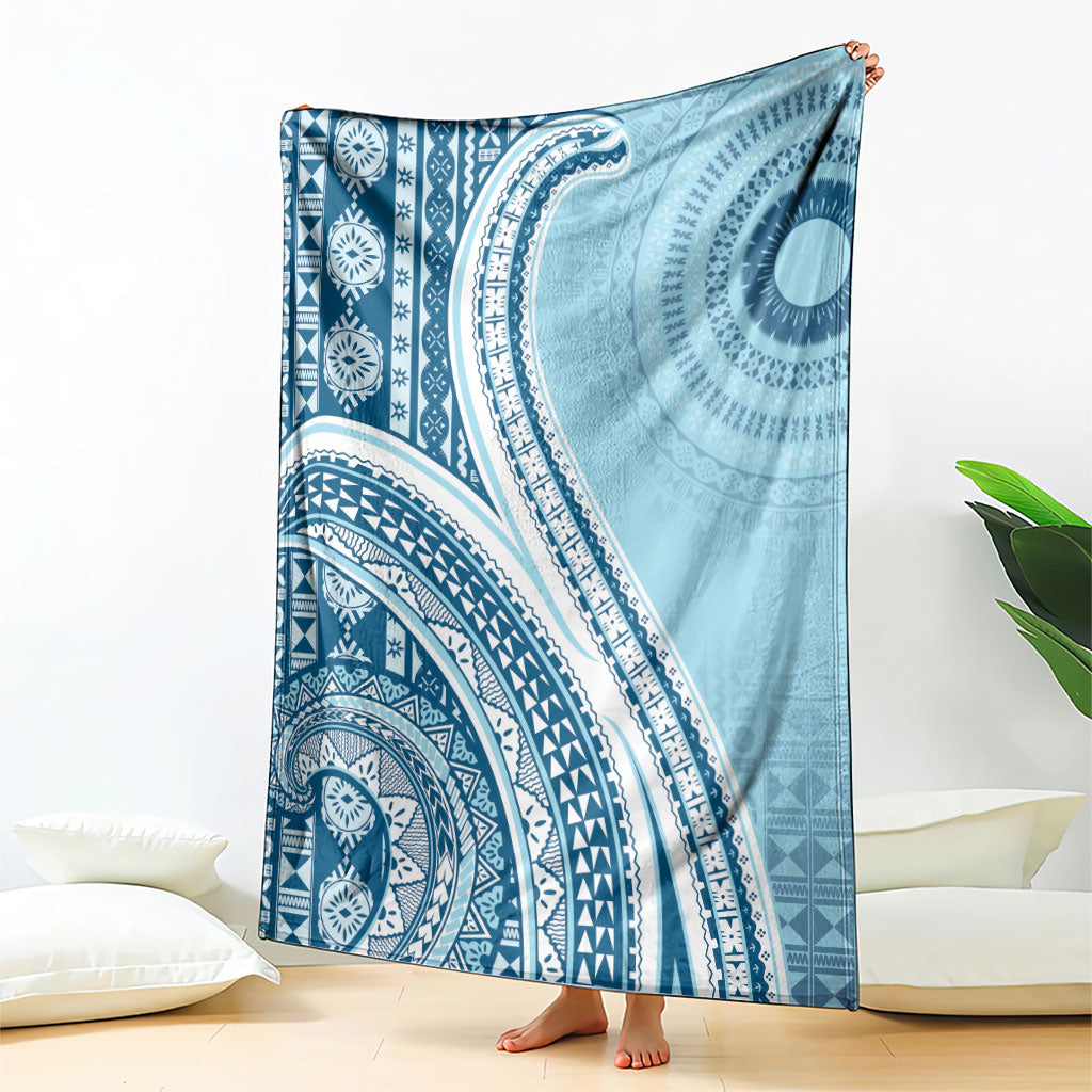 Bula Fiji Vintage Tapa Blanket Kaivity Masi Wave Motifs - Turquoise LT7 - Polynesian Pride