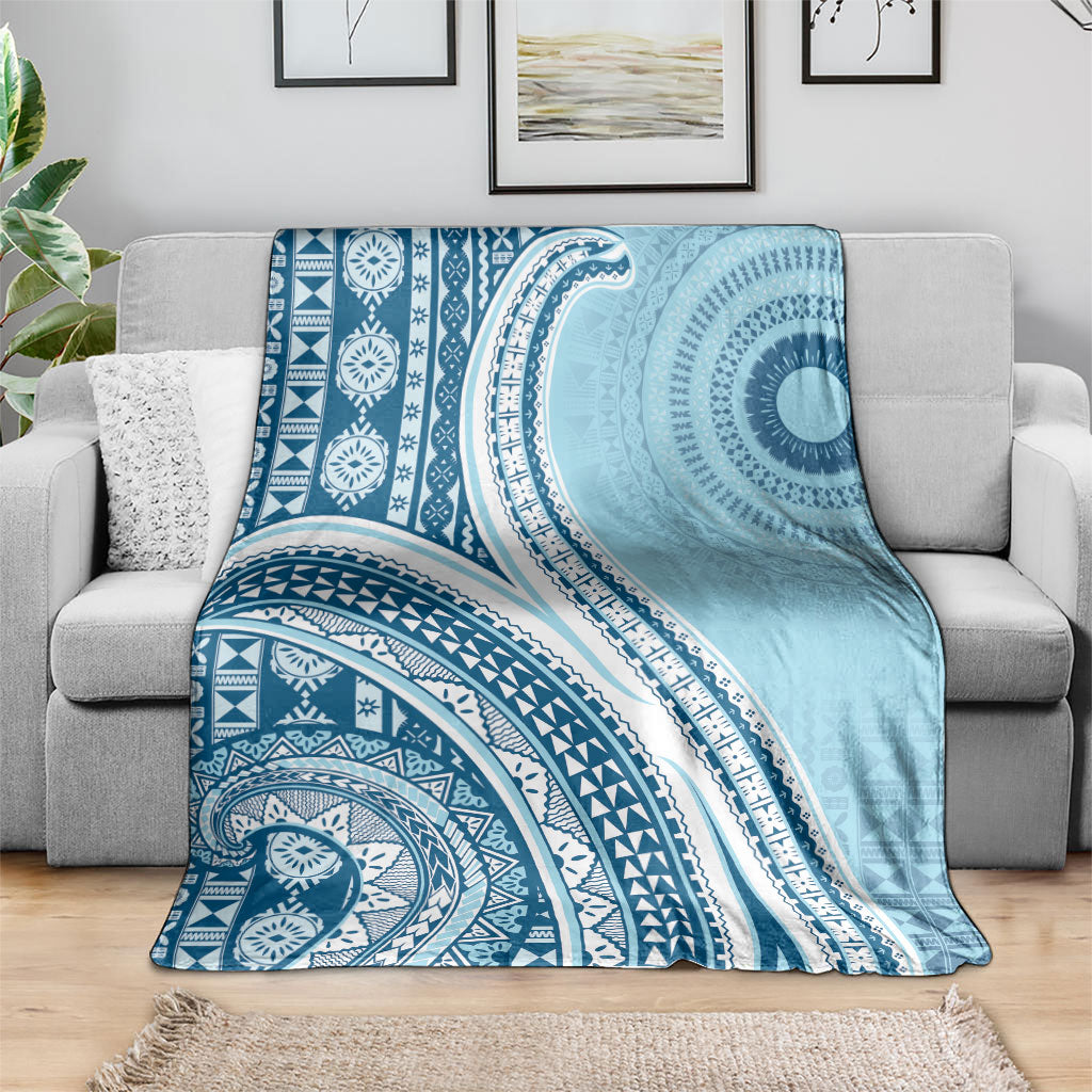 Bula Fiji Vintage Tapa Blanket Kaivity Masi Wave Motifs - Turquoise LT7 - Polynesian Pride