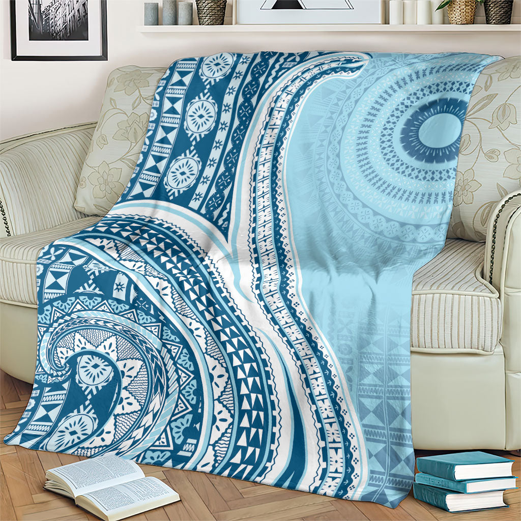 Bula Fiji Vintage Tapa Blanket Kaivity Masi Wave Motifs - Turquoise LT7 - Polynesian Pride
