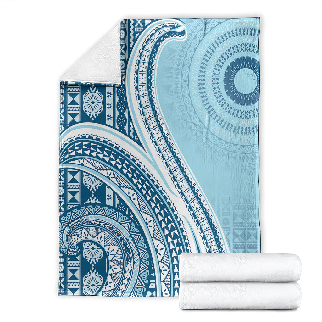 Bula Fiji Vintage Tapa Blanket Kaivity Masi Wave Motifs - Turquoise LT7 - Polynesian Pride