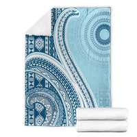 Bula Fiji Vintage Tapa Blanket Kaivity Masi Wave Motifs - Turquoise LT7 - Polynesian Pride