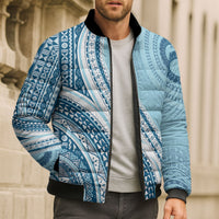 Bula Fiji Vintage Tapa Bomber Puffer Jacket Kaivity Masi Wave Motifs - Turquoise LT7 - Polynesian Pride