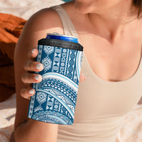 Bula Fiji Vintage Tapa 4 in 1 Can Cooler Tumbler Kaivity Masi Wave Motifs - Turquoise