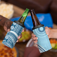 Bula Fiji Vintage Tapa 4 in 1 Can Cooler Tumbler Kaivity Masi Wave Motifs - Turquoise