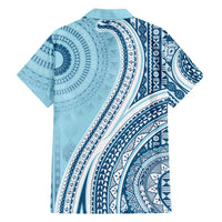 Bula Fiji Vintage Tapa Family Matching Long Sleeve Bodycon Dress and Hawaiian Shirt Kaivity Masi Wave Motifs - Turquoise