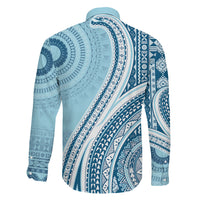 Bula Fiji Vintage Tapa Family Matching Puletasi and Hawaiian Shirt Kaivity Masi Wave Motifs - Turquoise
