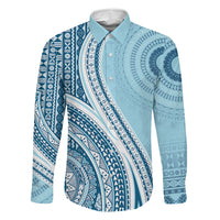 Bula Fiji Vintage Tapa Family Matching Short Sleeve Bodycon Dress and Hawaiian Shirt Kaivity Masi Wave Motifs - Turquoise