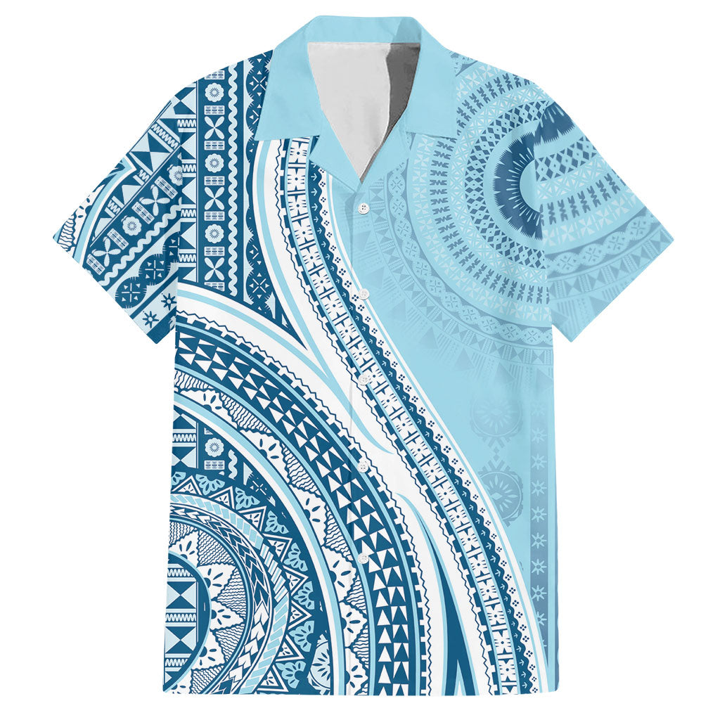 Bula Fiji Vintage Tapa Hawaiian Shirt Kaivity Masi Wave Motifs - Turquoise