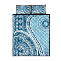 Bula Fiji Vintage Tapa Quilt Bed Set Kaivity Masi Wave Motifs - Turquoise