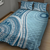 Bula Fiji Vintage Tapa Quilt Bed Set Kaivity Masi Wave Motifs - Turquoise