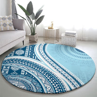 Bula Fiji Vintage Tapa Round Carpet Kaivity Masi Wave Motifs - Turquoise LT7 - Polynesian Pride