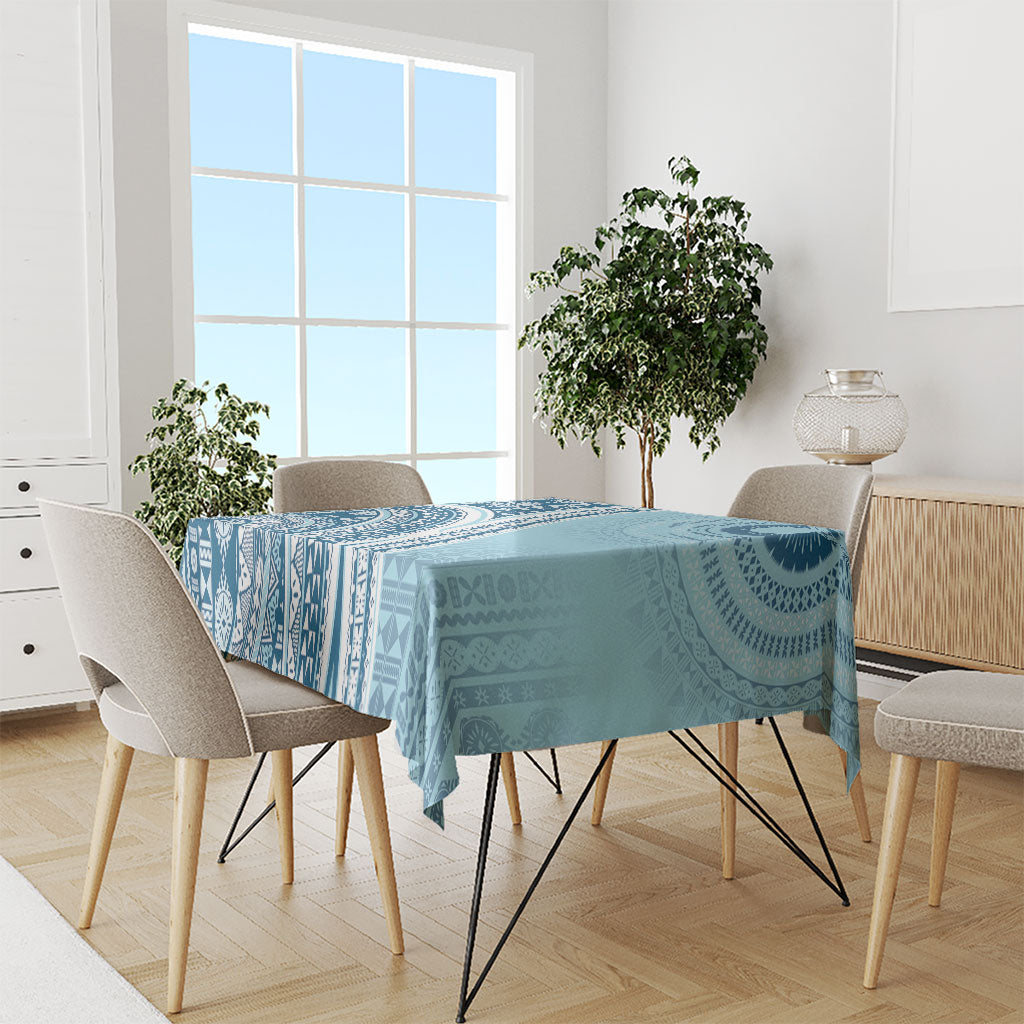 Bula Fiji Vintage Tapa Tablecloth Kaivity Masi Wave Motifs - Turquoise LT7 - Polynesian Pride