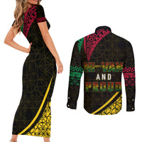 Personalised Vanuatu Couples Matching Short Sleeve Bodycon Dress and Long Sleeve Button Shirts Melanesian Sand Drawing Mixed - Ni Van and Proud LT7 - Polynesian Pride