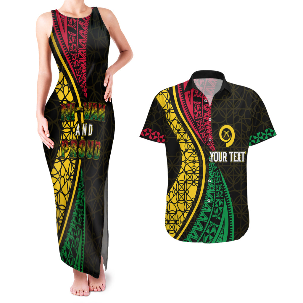 Personalised Vanuatu Couples Matching Tank Maxi Dress And Hawaiian Shirt Melanesian Sand Drawing Mixed - Ni Van and Proud LT7 Black - Polynesian Pride