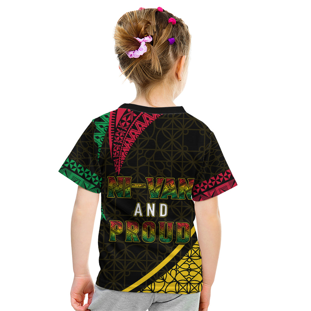 Personalised Vanuatu Kid T Shirt Melanesian Sand Drawing Mixed - Ni Van and Proud LT7 - Polynesian Pride