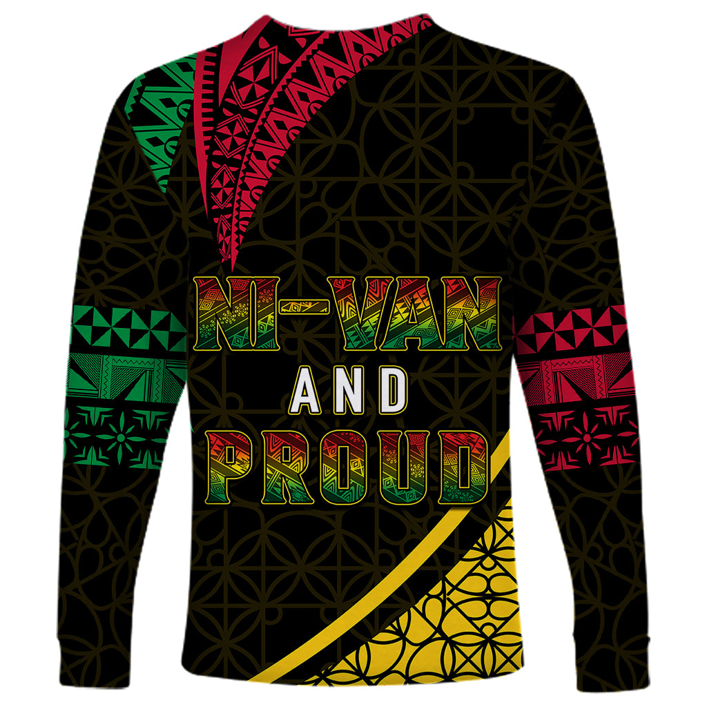 Personalised Vanuatu Long Sleeve Shirt Melanesian Sand Drawing Mixed - Ni Van and Proud LT7 - Polynesian Pride