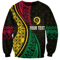 Personalised Vanuatu Sweatshirt Melanesian Sand Drawing Mixed - Ni Van and Proud LT7 Unisex Black - Polynesian Pride