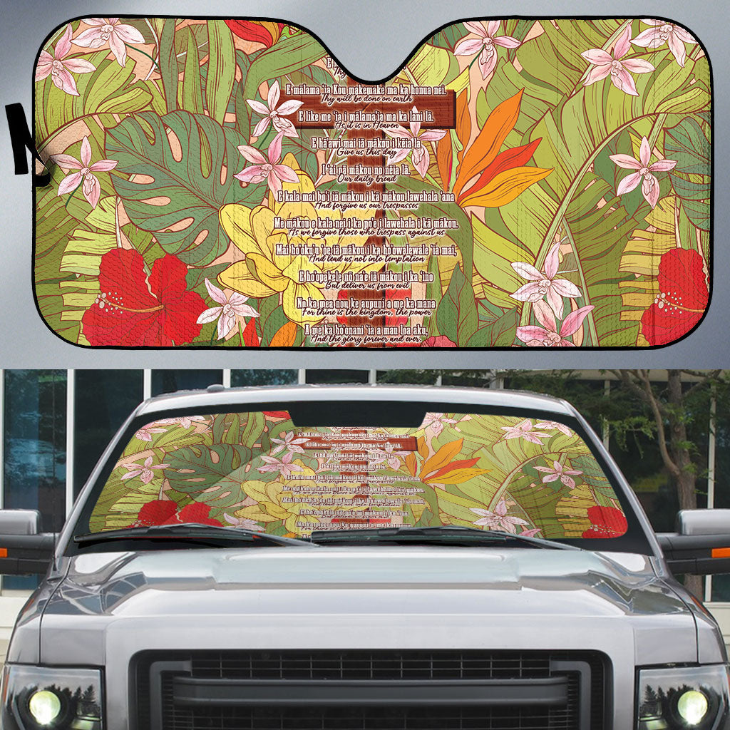 Mahalo Hawaii - Ka Pule a ka Haku Auto Sun Shade Tropical Flowers LT7 Coral Pink - Polynesian Pride