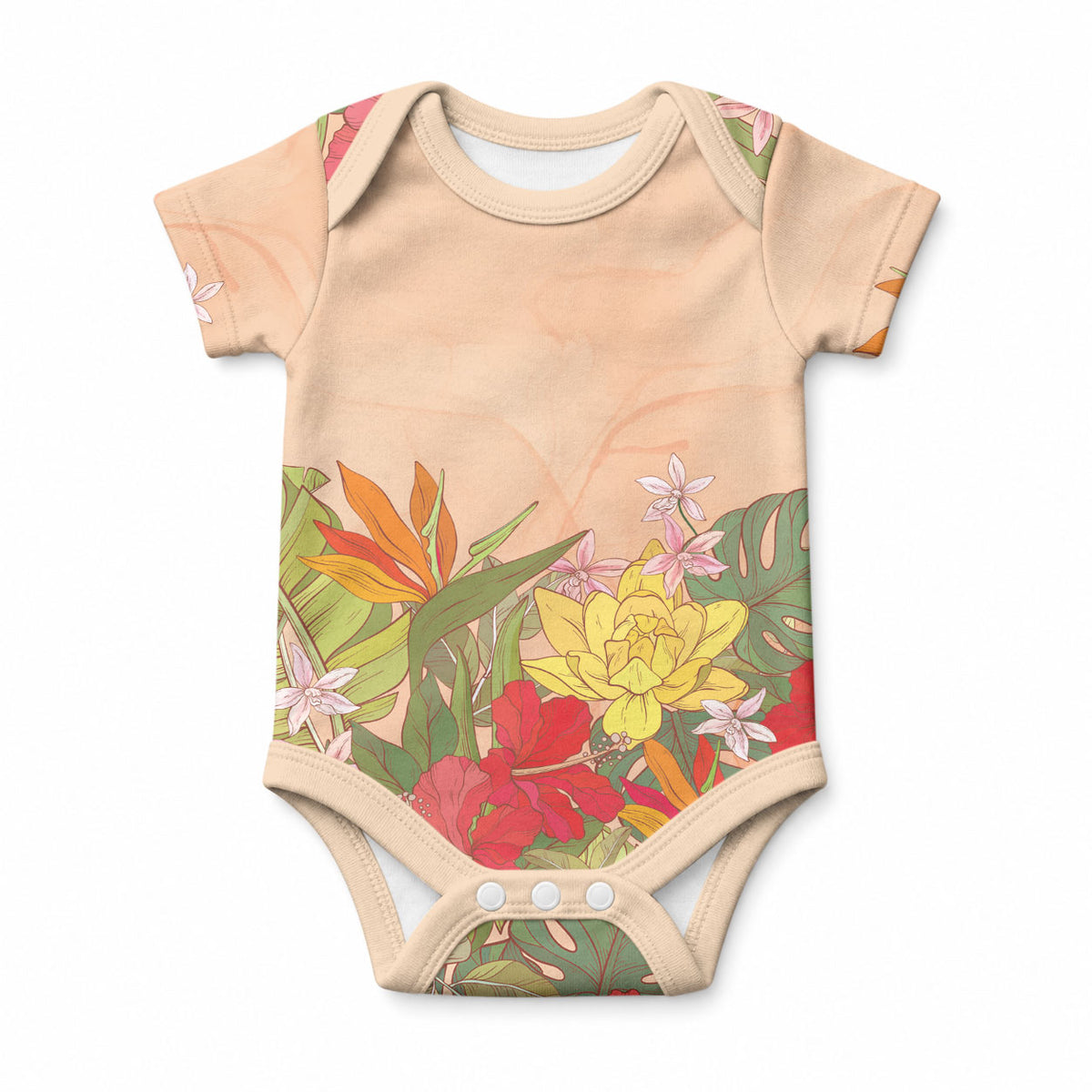 Mahalo Hawaii - ⁠Ka Pule a ka Haku Baby Onesie Tropical Flowers