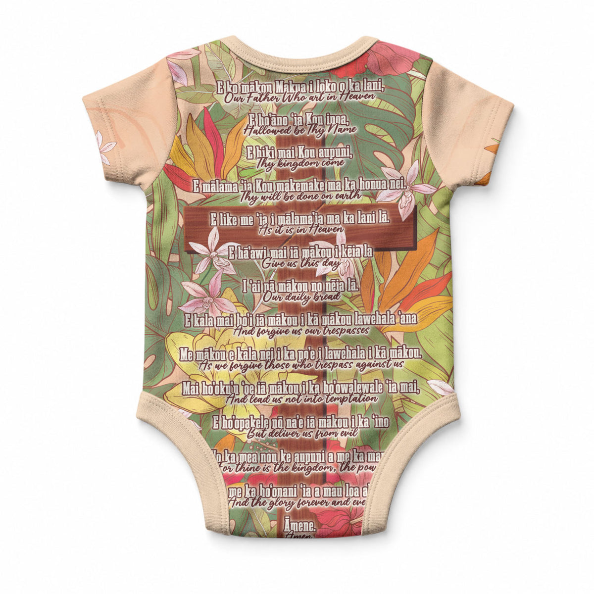 Mahalo Hawaii - ⁠Ka Pule a ka Haku Baby Onesie Tropical Flowers
