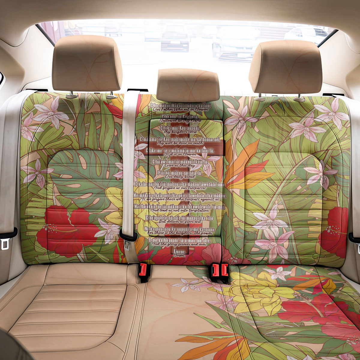 Mahalo Hawaii - ⁠Ka Pule a ka Haku Back Car Seat Cover Tropical Flowers